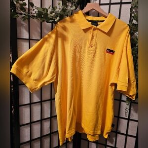 FUBU Sport Yellow Short Sleeve Polo Shirt Men XL The Collection Embroidered Logo